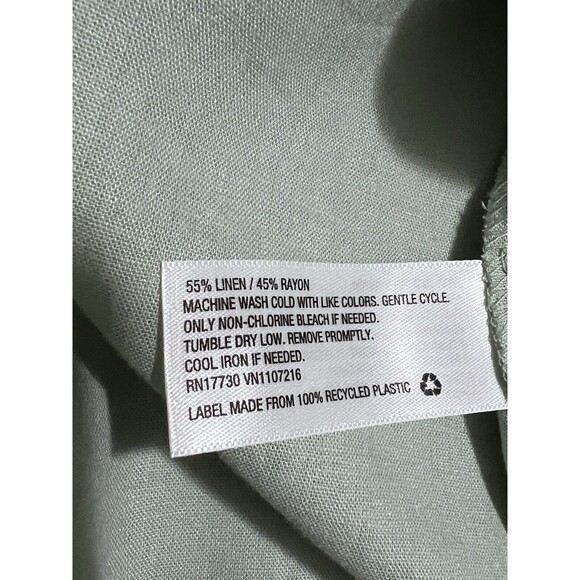 A New Day (Target) M Sage Green Blouse Top Linen Blend Oversized Comfort Tie - Picture 12 of 12